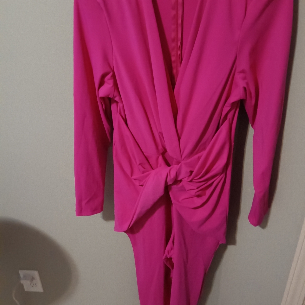Eloquii Fuchsia Long Sleeve Jumpsuit